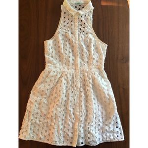 White eyelet mini dress
